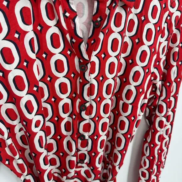 BODEN Laura Jersey Midi Shirt in Red Chain Pattern // 8 - Picture 8 of 13